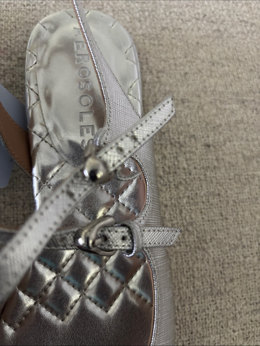 AEROSOLES Metallic Silver Pointed Slingback Flats - Picture 6 of 6